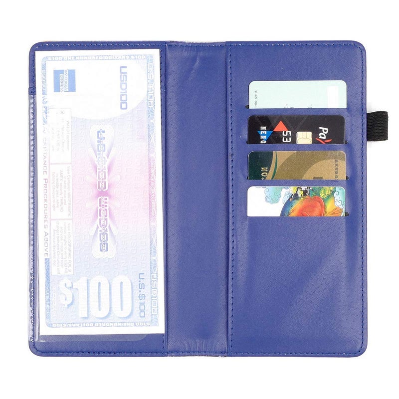 menesia Checkbook Cover for Men & Women RFID Leather Check Book Holder Wallet(Blue Starry) - Image 2